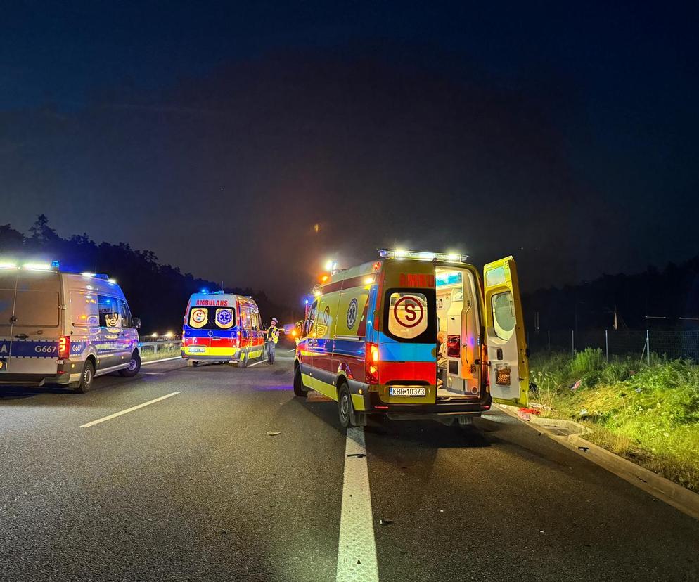 Groźny wypadek na A4 koło Tarnowa w piątek nad ranem 12.07.2024r.