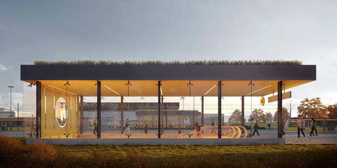 Wizualizacja wejścia do jednej ze stacji 3. linii metra w Warszawie