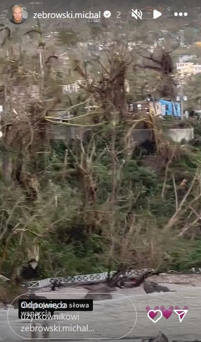 Michał Żebrowski pokazał oko cyklonu! Potworne zniszczenia po Melissie
