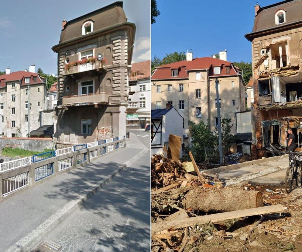 Lądek Zdrój przed i po powodzi. Wstrząsający obraz zniszczeń