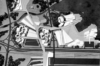 Fragment makiety przygotowanej na konkurs międzynarodowy na masterplan centrum Espoo, Helsinki, Finlandia (1967). I nagroda, autorzy: J. M. Chmielewski,  J. Kazubiński, K. Kuraś, pomoc techniczna: J. Cynke, J. Foks, S. Gzell. 