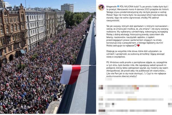 Kinga Rusin na Marszu 4 czerwca. Policja prosiła ją o zdjęcia