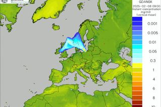 Tak daleko mogła dotrzeć chmura dymu z pożaru na przeróbce