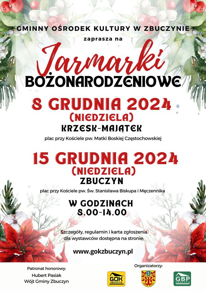 W dniach 8 i 15 grudnia w gminie Zbuczyn odbędą się jarmarki bożonarodzeniowe