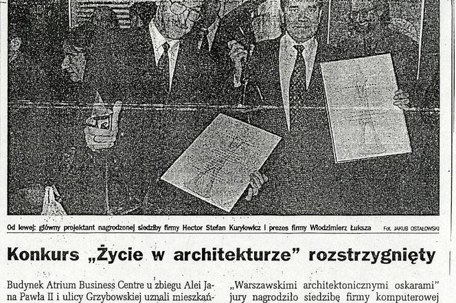 Konkurs „Życie w architekturze” rozstrzygnięty, „Życie Warszawy” nr 8/1996, 10.01.1996