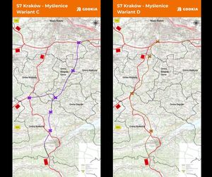 Sześć wariantów przebiegu trasy S7