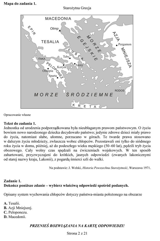 Próbny egzamin gimnazjalny - Historia i WOS