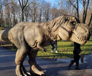 W Mysłowicach jak w Parku Jurajskim. Po mieście przechadza się ogromny dinozaur