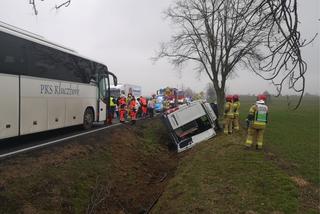 Krzywizna: Wypadek na DK 11. W busie niepełnosprawne dzieci. Są ranni! [ZDJĘCIA]