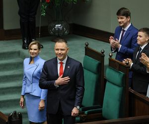 Marta Nawrocka cała na niebiesko zachwyciła w Sejmie  
