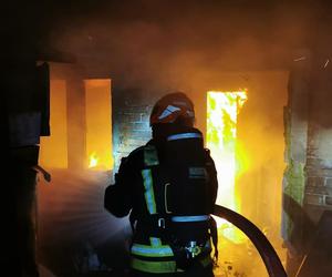 Pożar pustostanu przy ul. Batorego w Toruniu. Zdjęcia z akcji strażaków