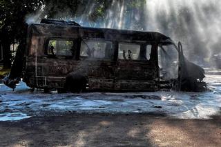 Pożar busa w centrum Lublina. Gaśnice samochodowe nic nie dały