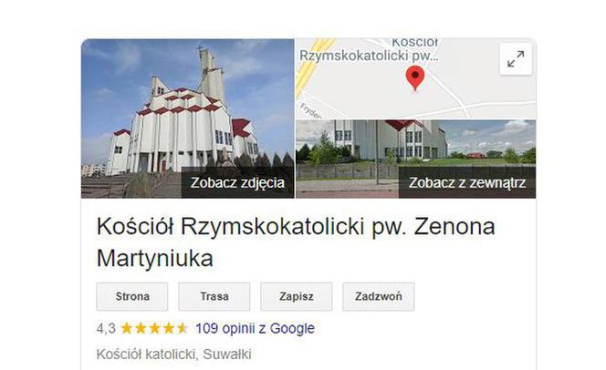 Kościół pod wezwaniem Zenona Martyniuka. Internetowy żart w Google Maps