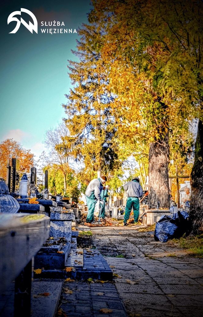 „Pamięć, szacunek, resocjalizacja” – więźniowie posprzątali na Cmentarzu Centralnym w Siedlcach
