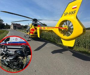 Wypadek w Jedlinie. Motocyklista w ciężkim stanie. Zabrał go śmigłowiec LPR