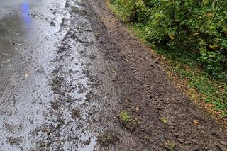 Przewrócona ciężarówka ze zbożem