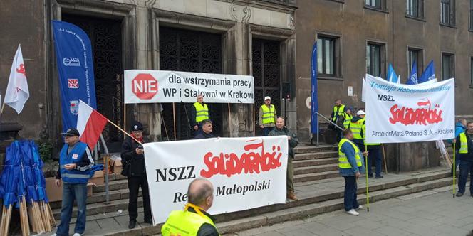 Protest hutników w Krakowie