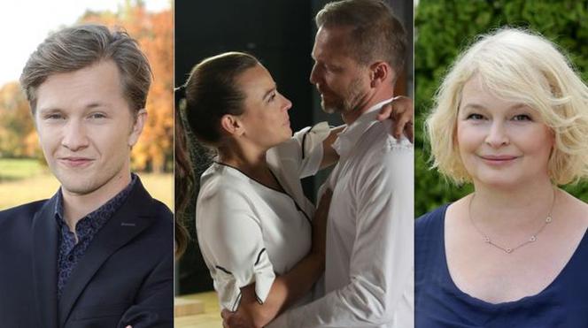 M jak miłość. Łukasz (Jakub Józefowicz), Marta (Dominika Ostałowska), Magda (Anna Mucha), Budzyński (Krystian Wieczorek)