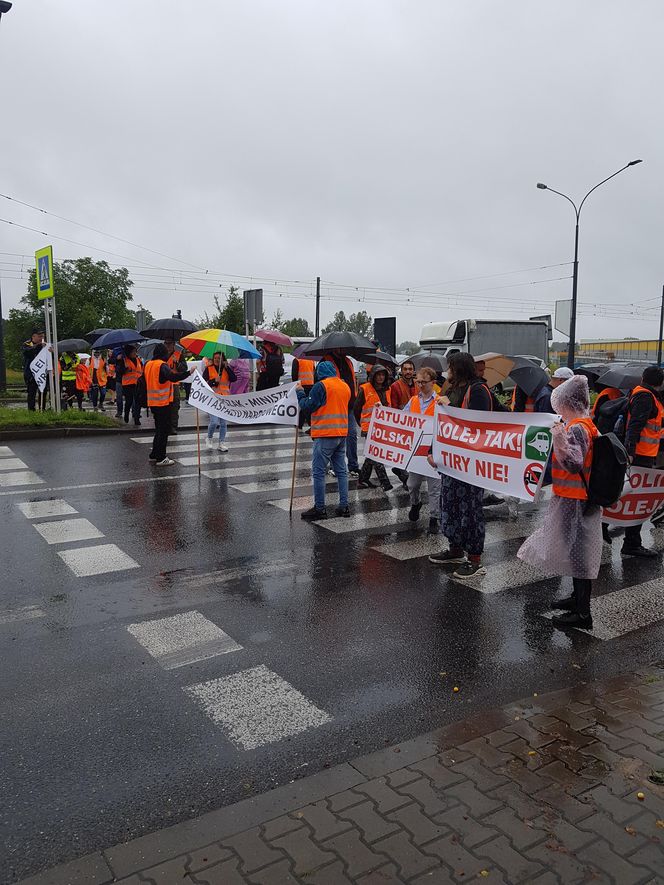Protest Kolejarzy w Dąbrowie Górniczej