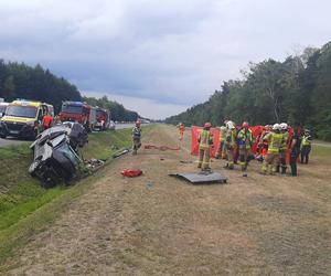 Śmiertelny wypadek pod Łowiczem. Czterech mężczyzn z busa zginęło w zderzeniu z tirem [ZDJĘCIA].