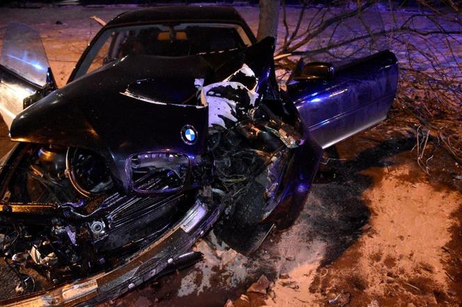Tarnów. Młody kierowca ROZBIŁ bmw na przydrożnym drzewie. Z wypadku wyszedł niemal bez szwanku