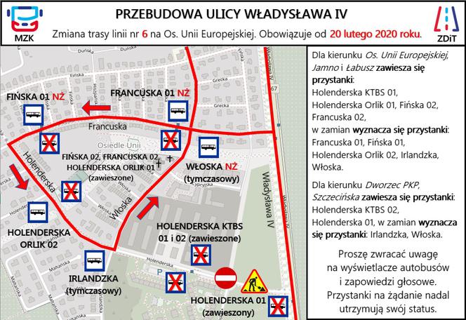 Będą zmiany w organizacji ruchu na osiedlu Unii Europejskiej. Zobacz objazdy i rozkład MZK