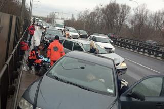 Katastrofa na Wisłostradzie! Samochodowe domino zakończyło się potrąceniem dwóch osób! 