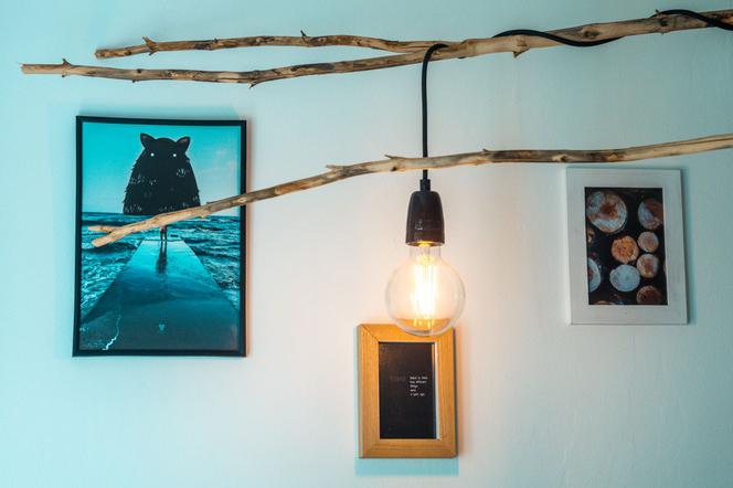 Lampa z gałęzi DIY