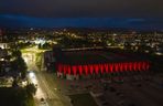 Test iluminacji elewacji stadionu w Nowym Sączu 