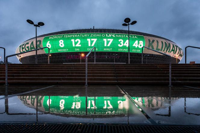 Zegar klimatyczny na Tauron Arenie.