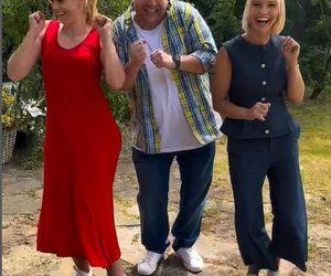 M jak miłość nowy sezon. Dorota (Iwona Rejzner),  Jagoda (Katarzyna Kołeczek), Tadeusz (Bartłomiej Nowosielski) na planie