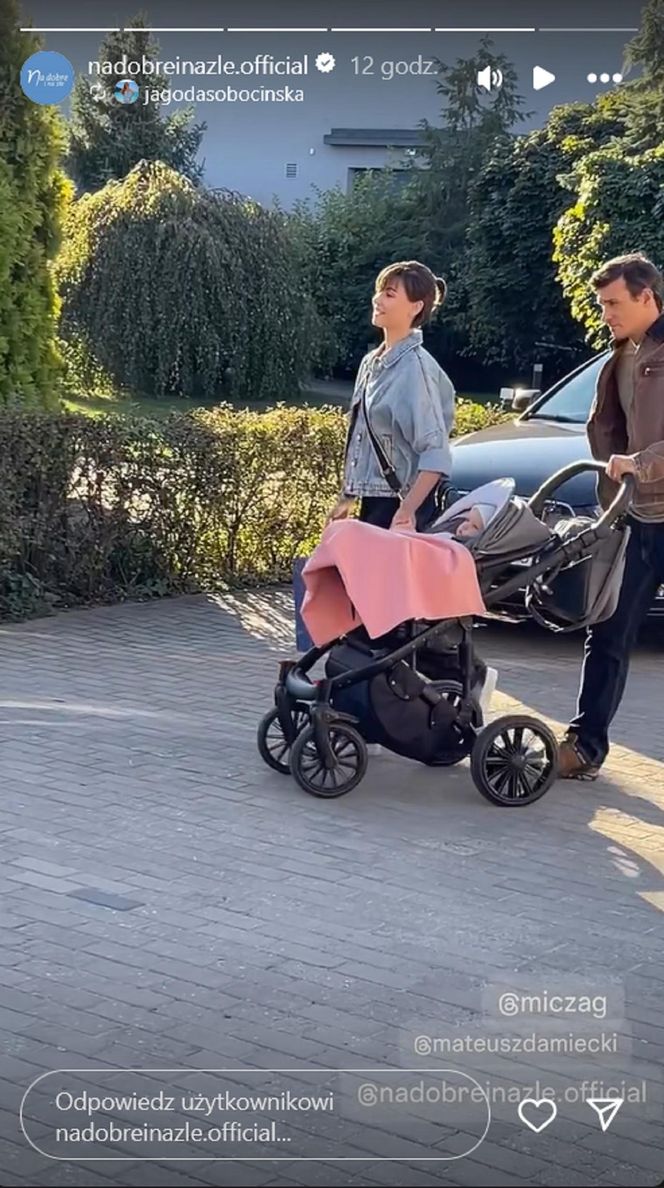 Na dobre i na złe. Blanka (Pola Gonciarz), jej córka Nina (Rita Sobocińska), Krzysztof Radwan (Mateusz Damięcki)