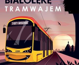 Plakat tramwajem na Białołękę