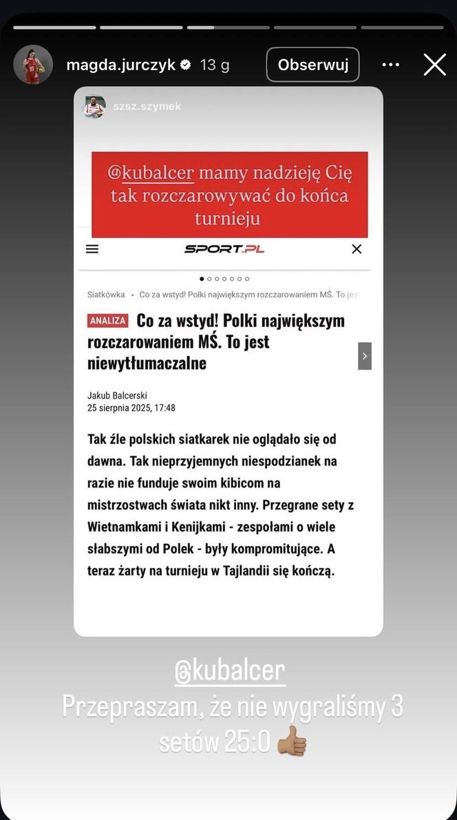 Magdalena Jurczyk kontra dziennikarz