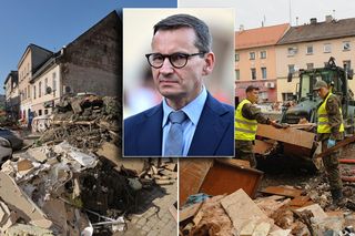 Morawiecki w Głuchołazach kuł ścianę w lakierkach. Nie chciał gumowców