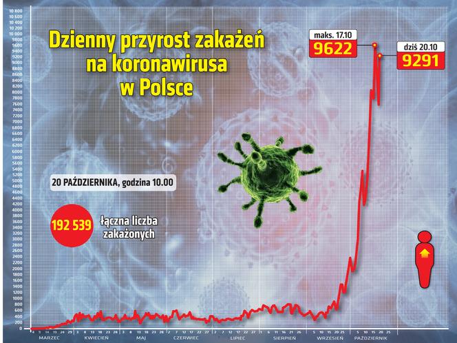 Koronawirus w Polsce. Statystyki, wykresy, grafiki (20 października)