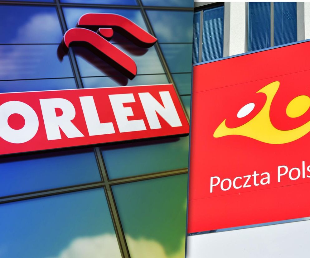Tablice z logo ORLEN i Poczty Polskiej symbolizujące współpracę firm. Kontekst dotyczy strategicznego porozumienia i konsolidacji na rynku kurierskim, o czym można przeczytać na Super Biznes.