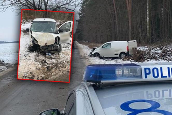 Na prostej drodze wjechała w drzewo. Kobieta miała sporo szczęścia