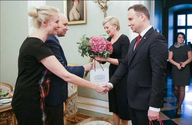 Tomasz Kalita z żoną u prezydenta Andrzeja Dudy i pierwszej damy