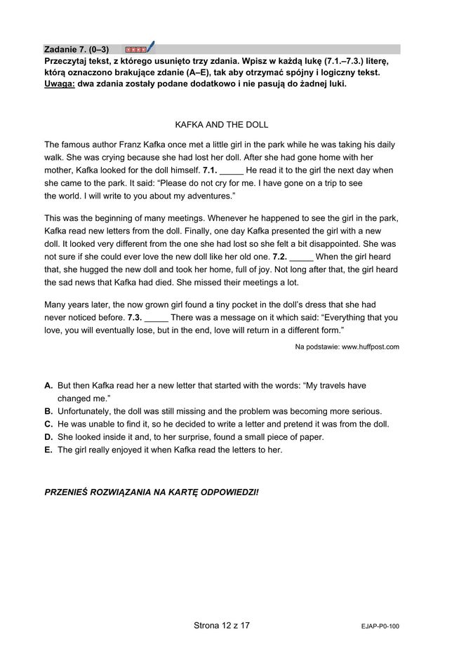 Matura 2025: angielski 7.05.2025. Arkusze CKE, poziom podstawowy [Formuła 2015]