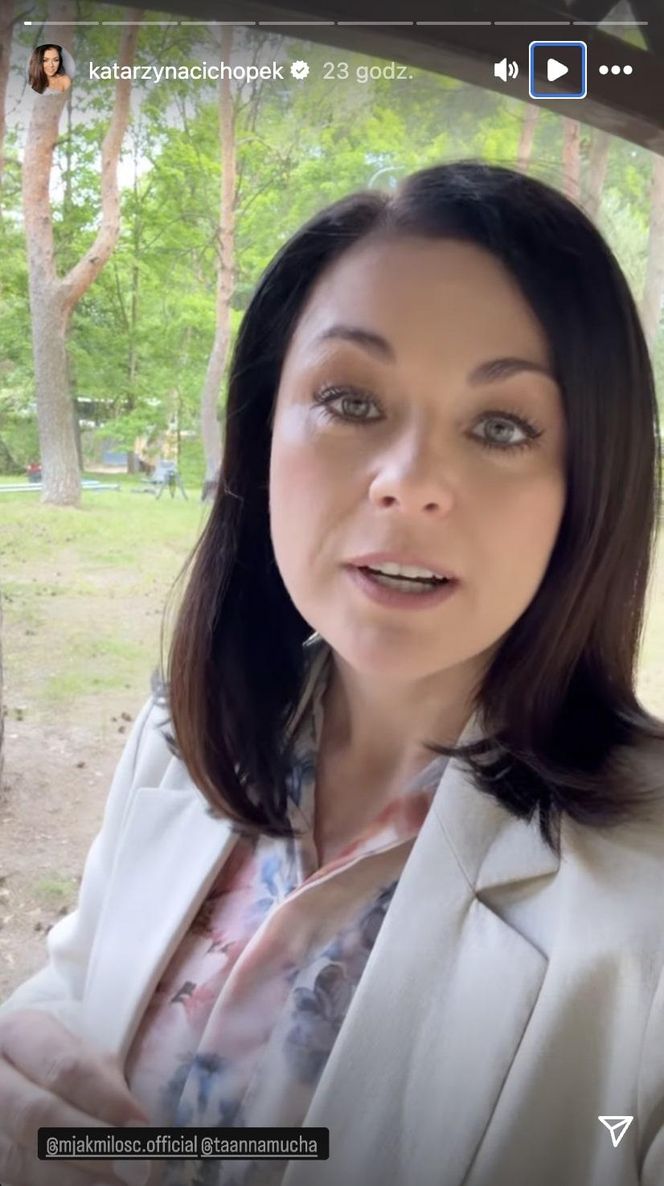 M jak miłość. Kinga (Katarzyna Cichopek) na planie