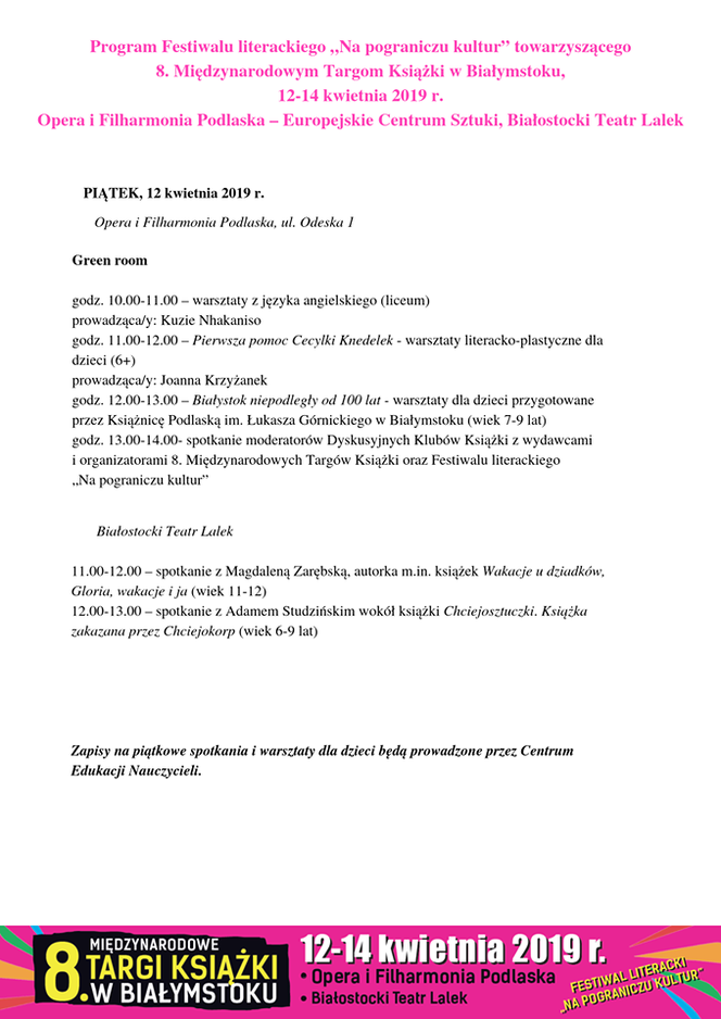 8. Międzynarodowe Targi Książki w Białymstoku. Zobacz, kto będzie. Harmonogram wydarzenia