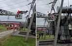 Kielce. Atak padaczki na szczycie transformatora. Poszkodowany transportowany podnośnikiem [ZDJĘCIA].