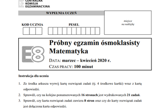 Próbny egzamin ósmoklasisty 2020 - ODPOWIEDZI CKE matematyka online [ARKUSZE, ZADANIA]