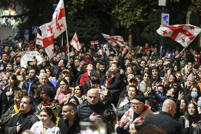 Wielkie protesty w Gruzji. Tłum wygwizdał Orbana 