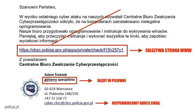 Fałszywe maile od CBZC