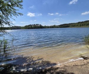 To jezioro w Olsztynie ma niezwykle czystą wodę. Jest kilka dzikich plaż, które świecą pustkami