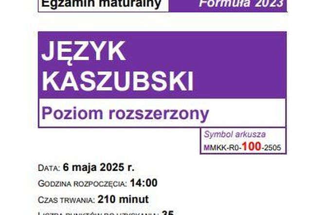 Matura język kaszubski 2025 ARKUSZE CKE