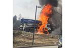 Pożar ciężarówki na zakopiance w Nowym Targu