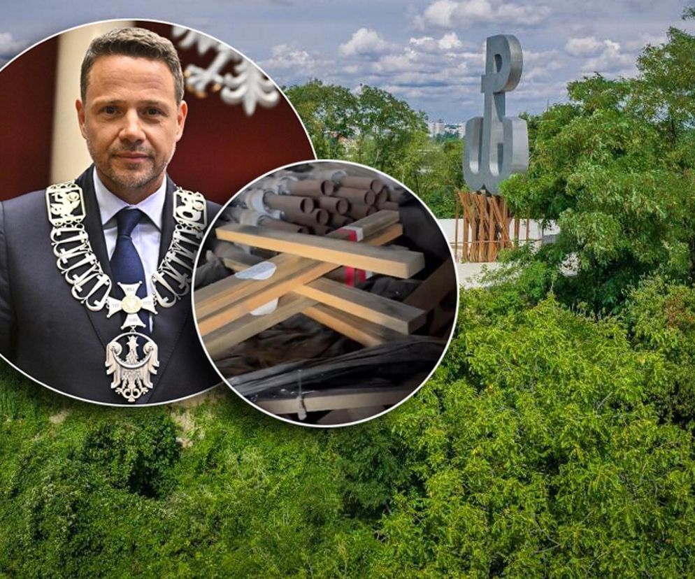 Rafał Trzaskowski, Kopiec Powstania Warszawskiego, powstańcze krzyże w magazynie.